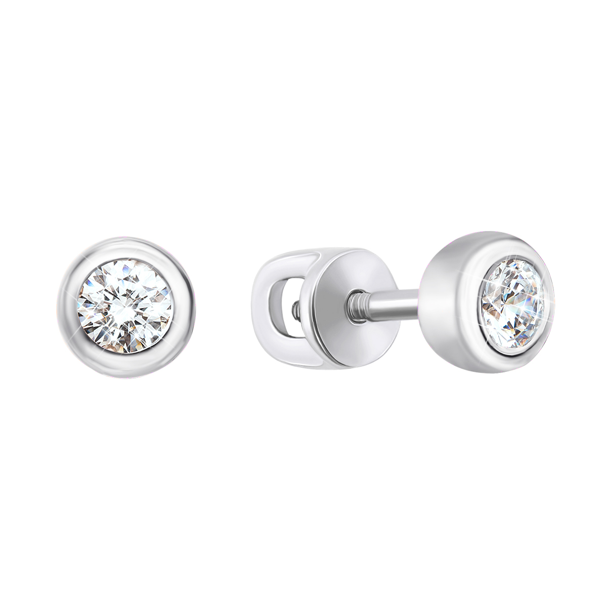 

Серьги-пуссеты из белого золота с фианитом S Zirconia 000122453
