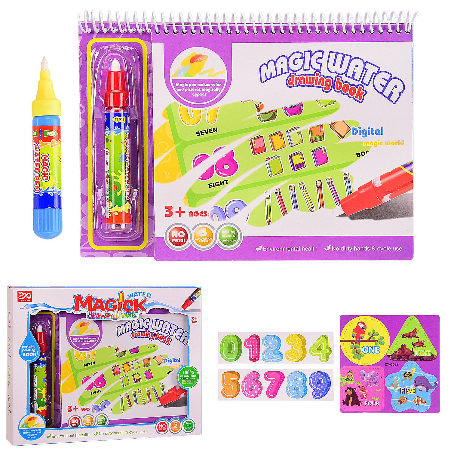 

Раскраска раскраска водой,2 маркера, в кор. 26*21*5см XZ3616