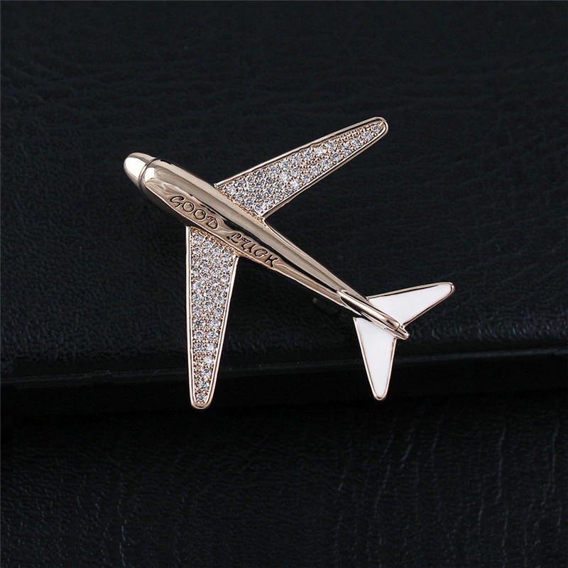 

Брошь FashionAir Самолёт-Good luck Золото