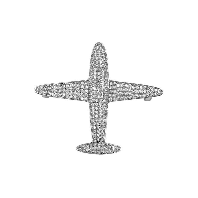 

Брошь FashionAir Самолёт с белыми кристаллами Серебро