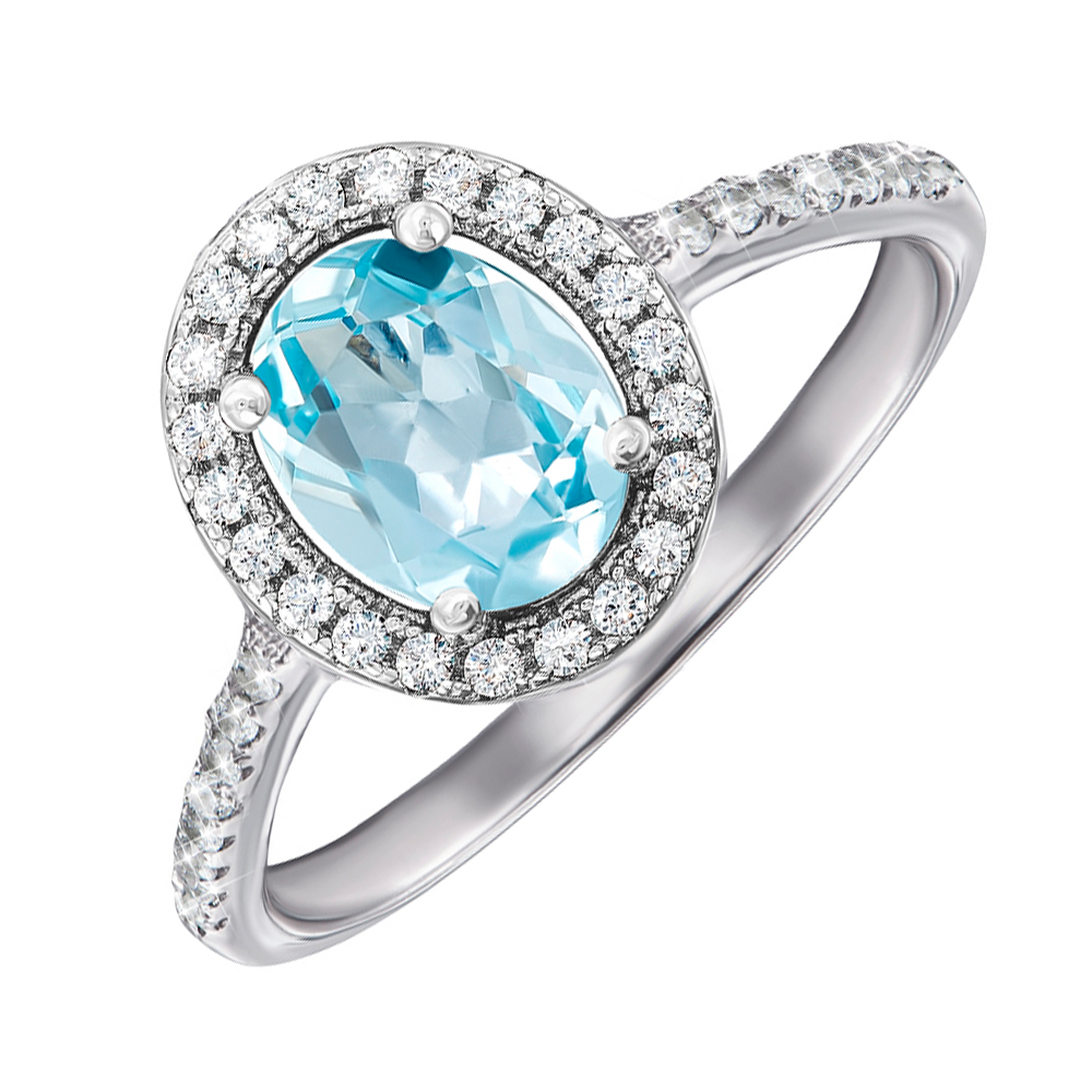 

Серебряное кольцо с топазом и фианитами 000146809 18.5 размера