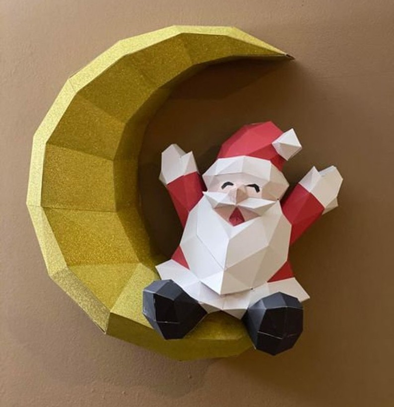 

Сана Клаус на луне Бумажная модель Papercraft Паперкрафт