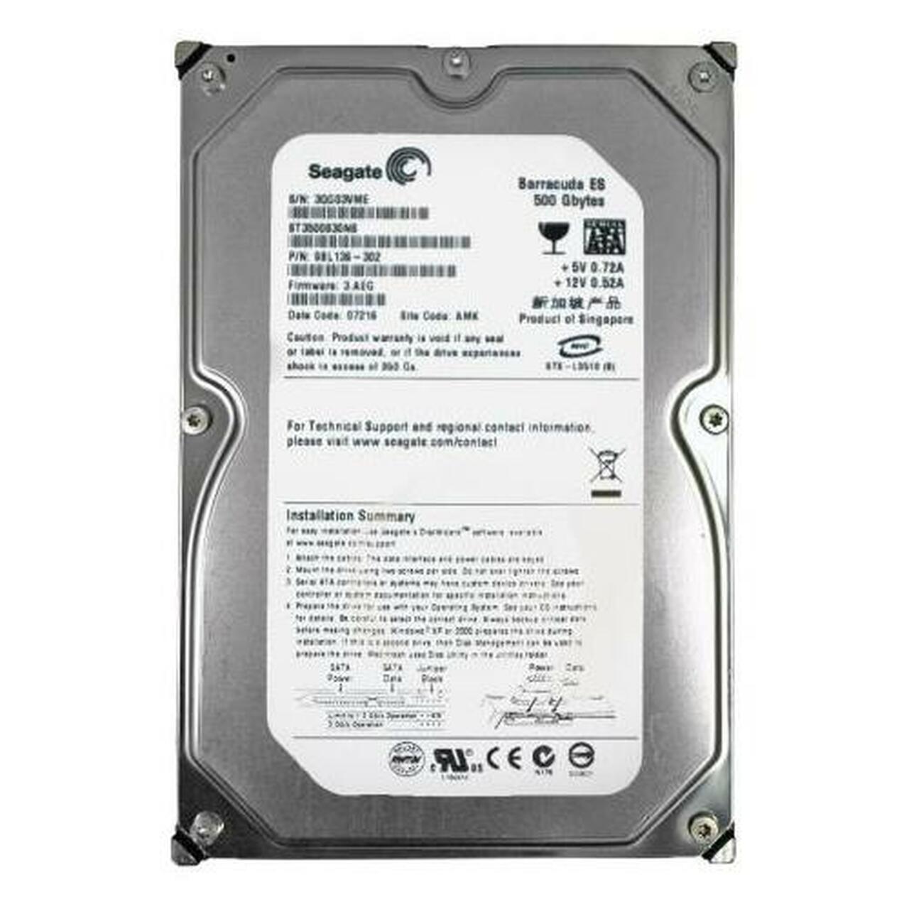 

HDD SATA 500GB Seagate BarraCuda 7200rpm 8MB (ST3500830NS) Refurbished
