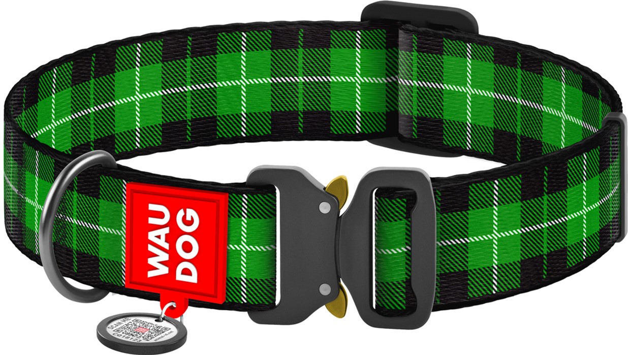 

Ошейник для собак нейлоновый WAUDOG Nylon с QR паспортом, рисунок "Шотландка зеленая", металлическая пряжка-фастекс, XXL, Ш 35 мм, Дл 43-70 см (4535-0099Collar)