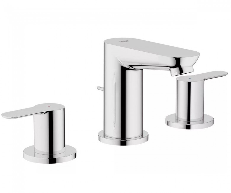 

Кран для раковины на 3 отверстия GROHE BauEdge хром латунь с донным клапаном 20197000