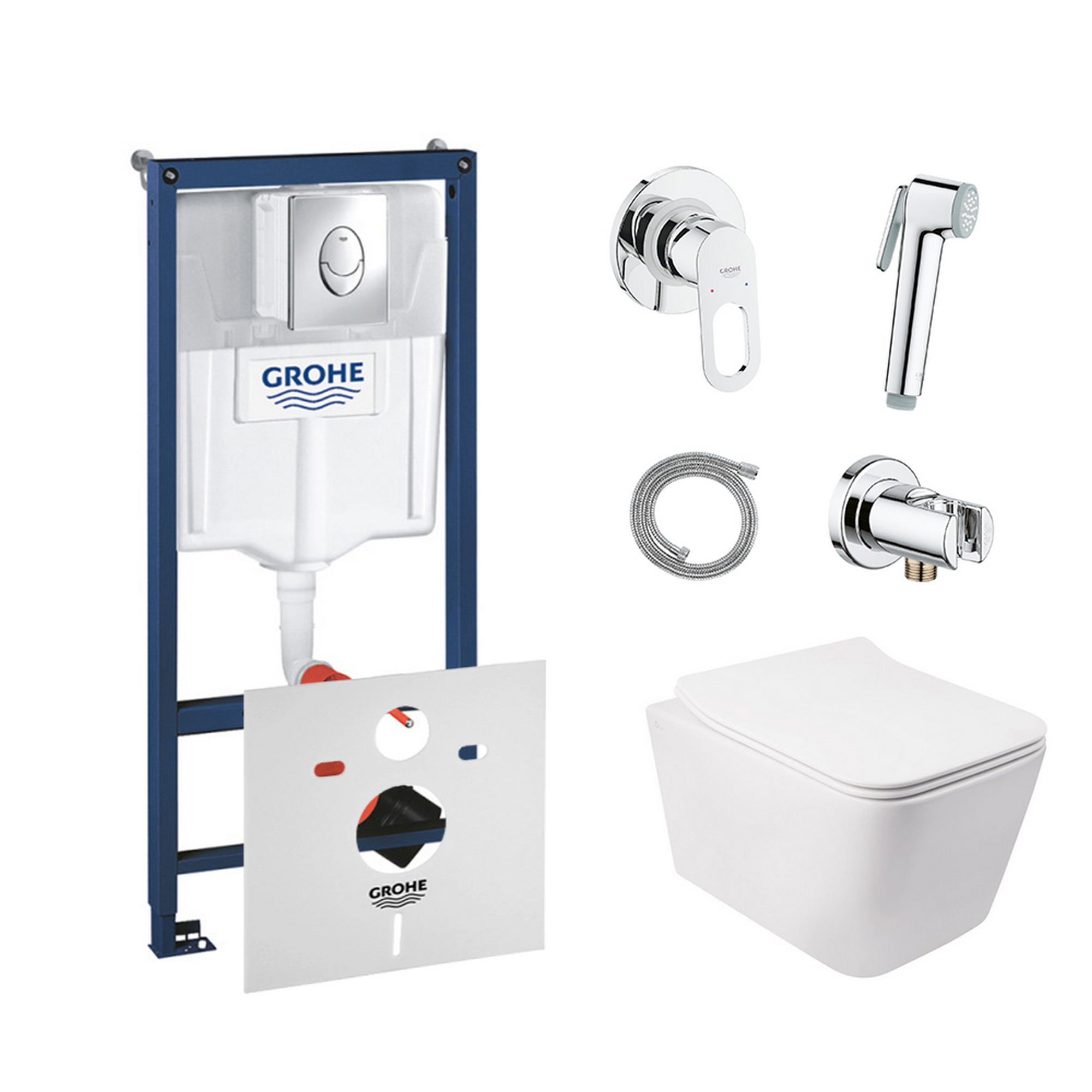 

Комплект инсталляции GROHE Rapid SL кнопка хром безободковый унитаз Q-TAP с крышкой микролифт дюропласт 38721001QT05335170W111042