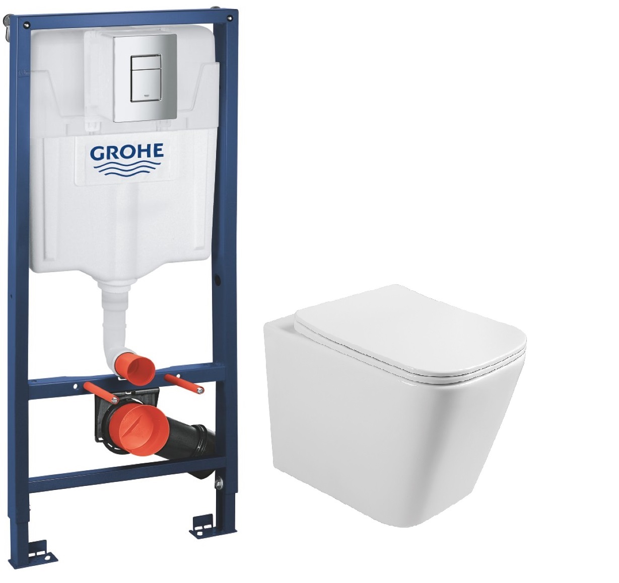 

Комплект инсталляции GROHE Rapid SL кнопка хром безободковый унитаз VOLLE с крышкой микролифт дюропласт 13-41-160S+38772001+37131000