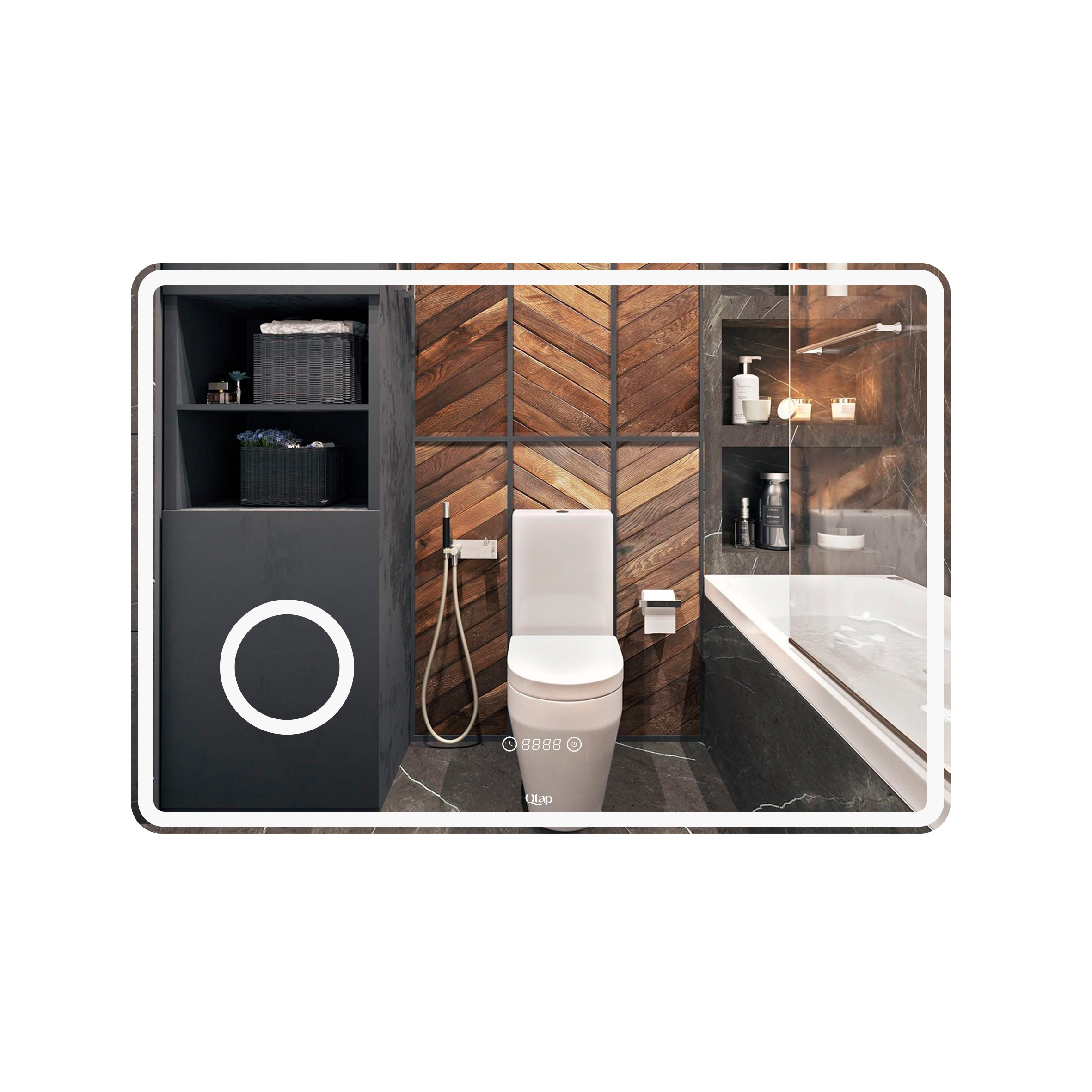 

Зеркало прямоугольное в ванную Q-TAP Crow 70x100см c подсветкой сенсорное включение QT0578141670100W