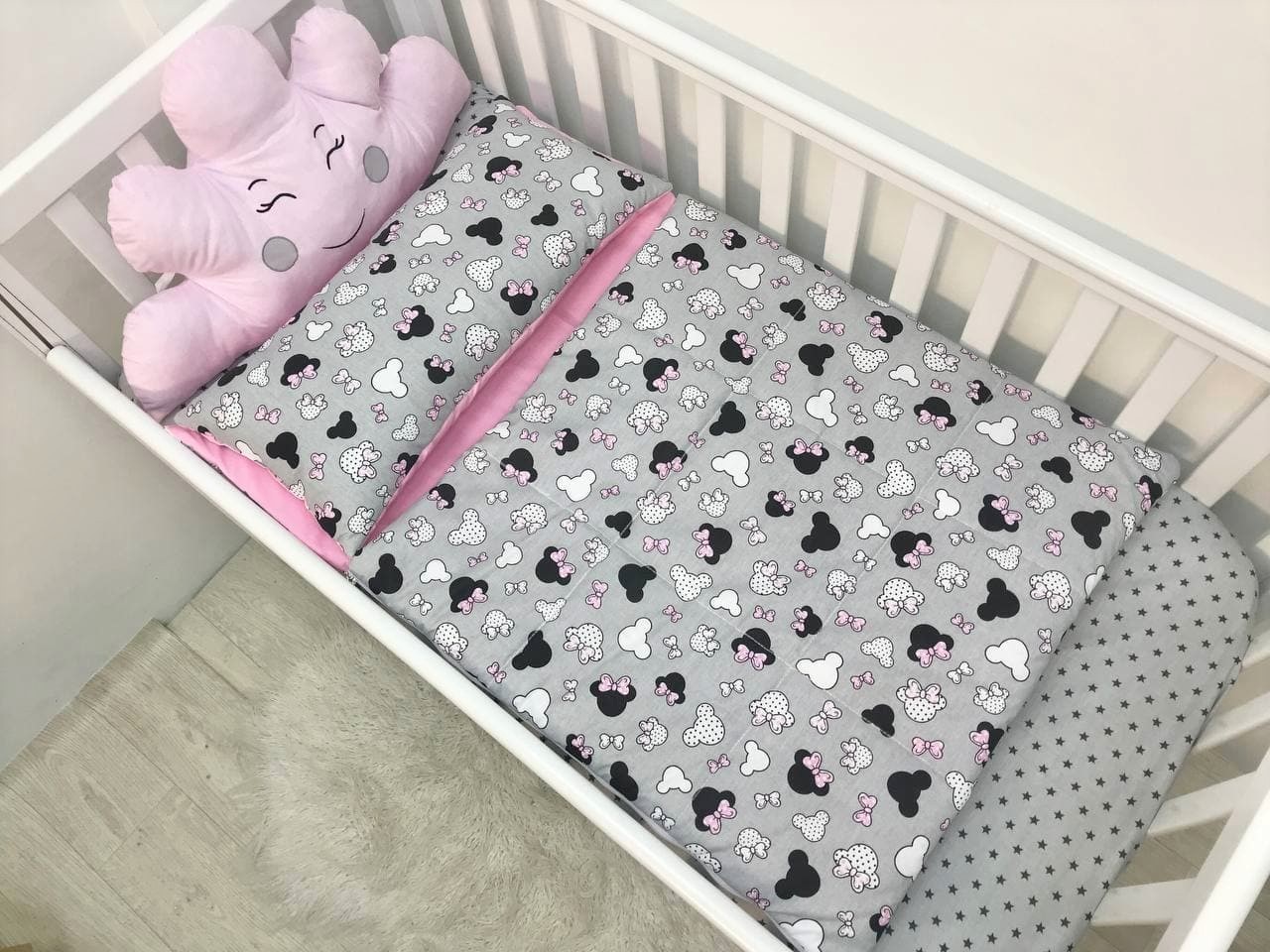 

Детский спальник в кроватку MoonTIme Микки Розовые 100*60см