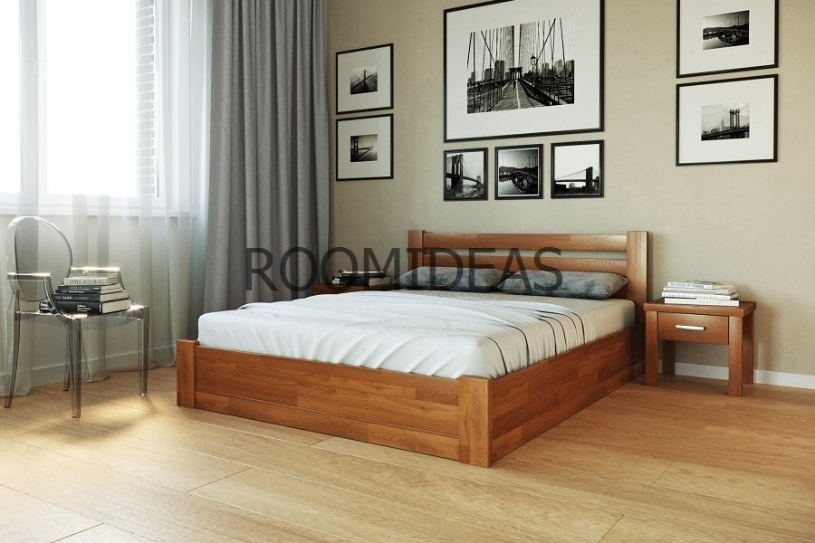 

Кровать Жасмин с ПМ Щит Бук ЛЕВ Орех 140х190 см