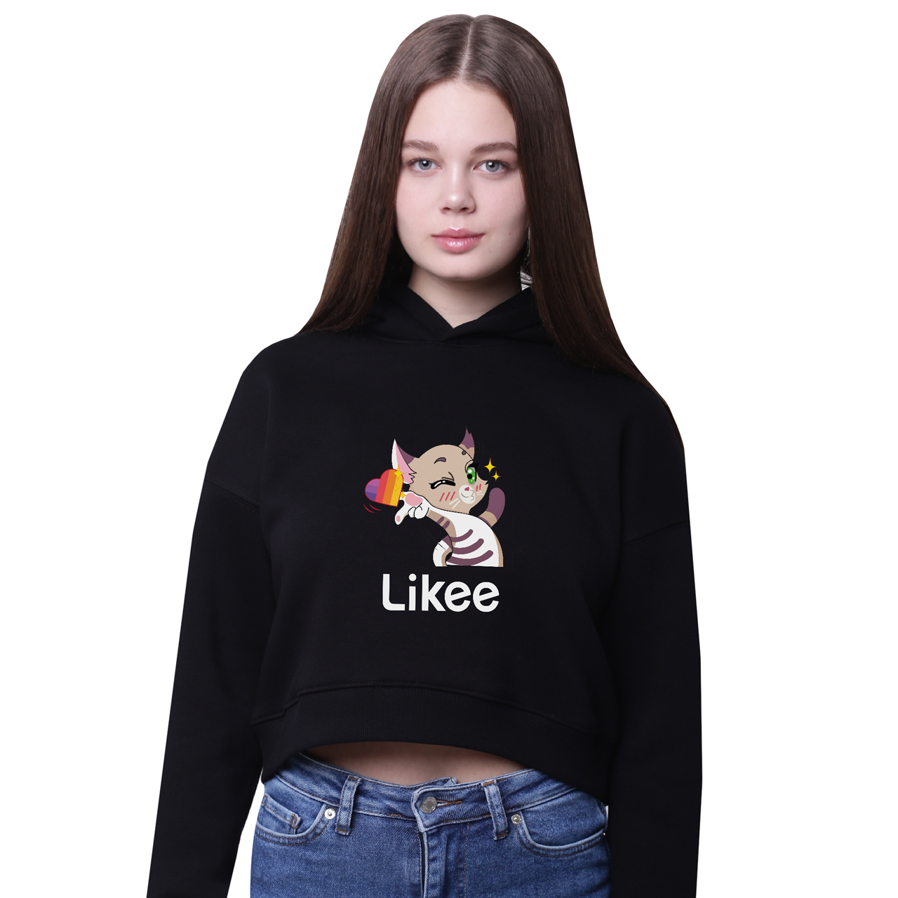 

Кроп-топ с капюшоном Лайк Котик (Likee) Черный (35961-1032-4) 140 см