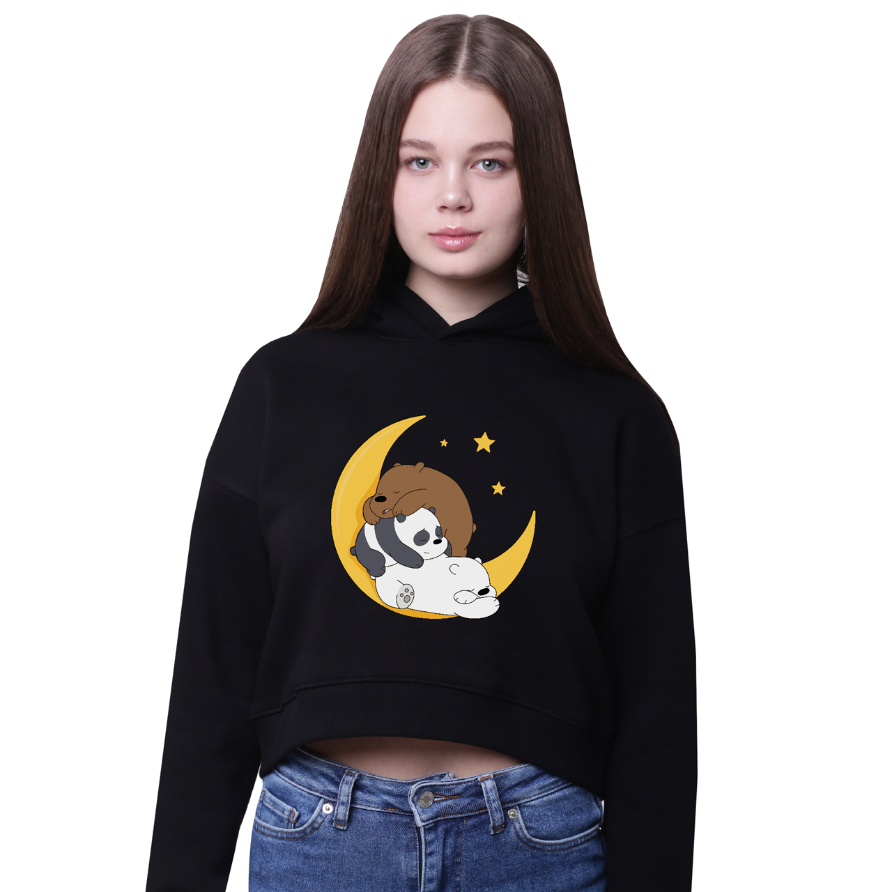 

Кроп-топ с капюшоном Вся правда о медведях (We Bare Bears) Черный (35961-2894-4) 140 см