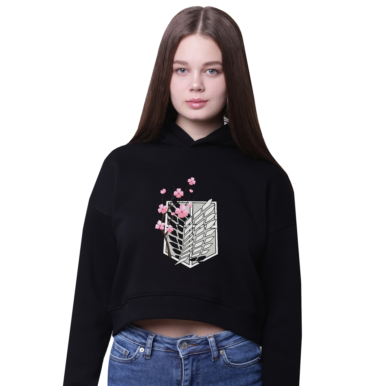

Кроп-топ с капюшоном Атака на титанов (Attack on Titan) Черный (35961-3042-4) 140 см