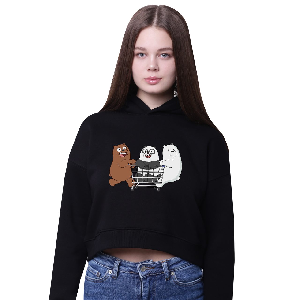 

Кроп-топ с капюшоном Вся правда о медведях (We Bare Bears) Черный (35961-2891-10) 176 см