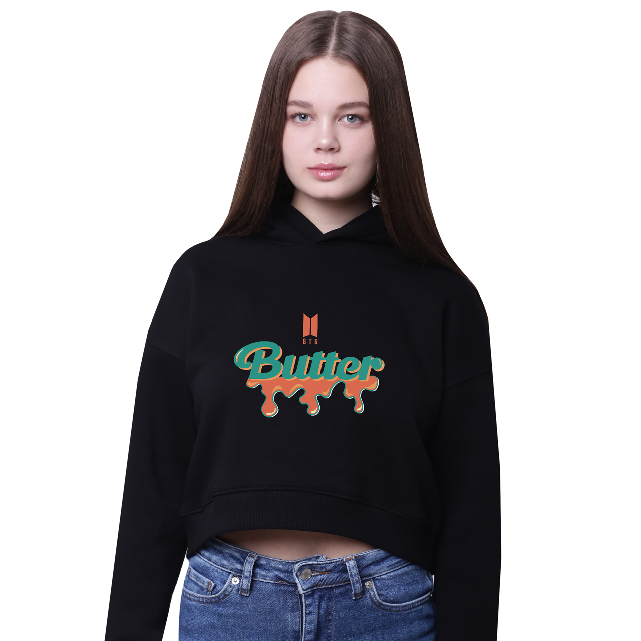 

Кроп-топ с капюшоном БТС (Butter BTS) Черный (35961-3267-9) 170 см