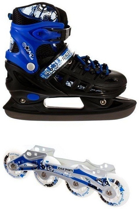 

Ролики - Коньки раздвижные 2 в 1 подростковые Scale Sport 39-42 р синие