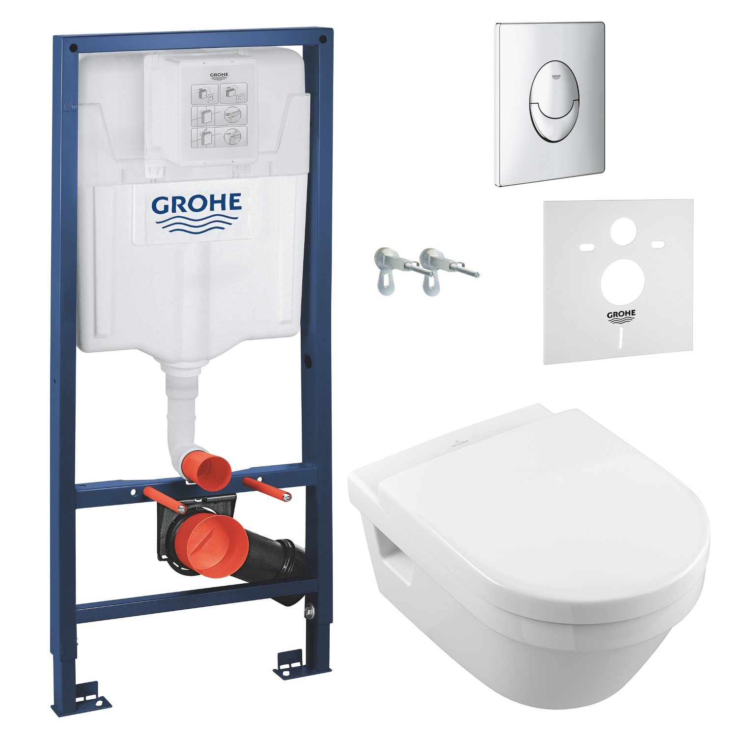 

Комплект: ARCHITECTURA Directflush унитаз подвесной 37*53см в ком с сид с функ Slow closing + GROHE инсталляция