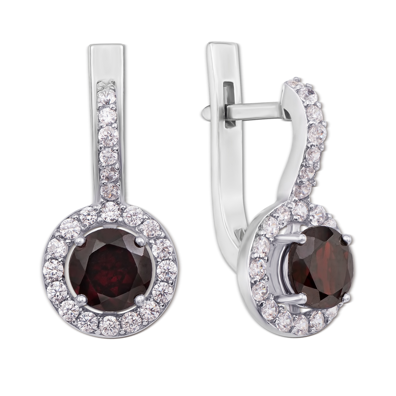 

Серебряные серьги с гранатами и фианитами 000135009