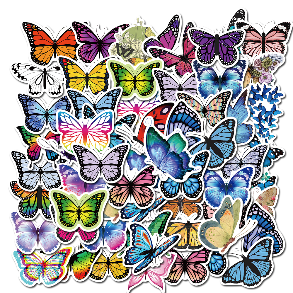 

Набор наклеек stickers Бабочки Милые - 50 шт. | Butterflies Cute - Водостойкие стикеры для оклеивания