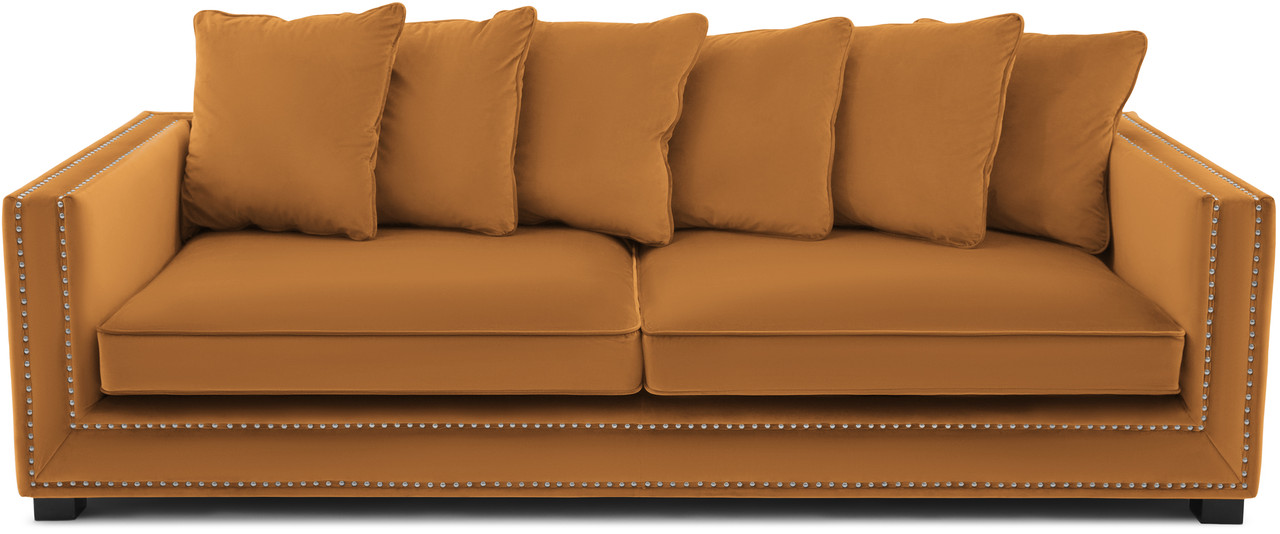 

Диван трехместный в мягкой бархатной обивке Carveli Colt Arancione velvet