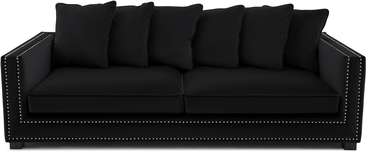 

Диван трехместный в мягкой бархатной обивке Carveli Colt Nero velvet