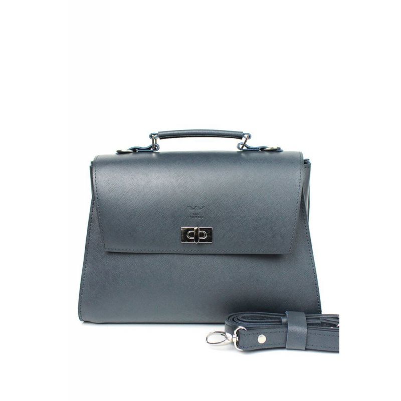 

Женская кожаная сумка Classic синяя сафьян