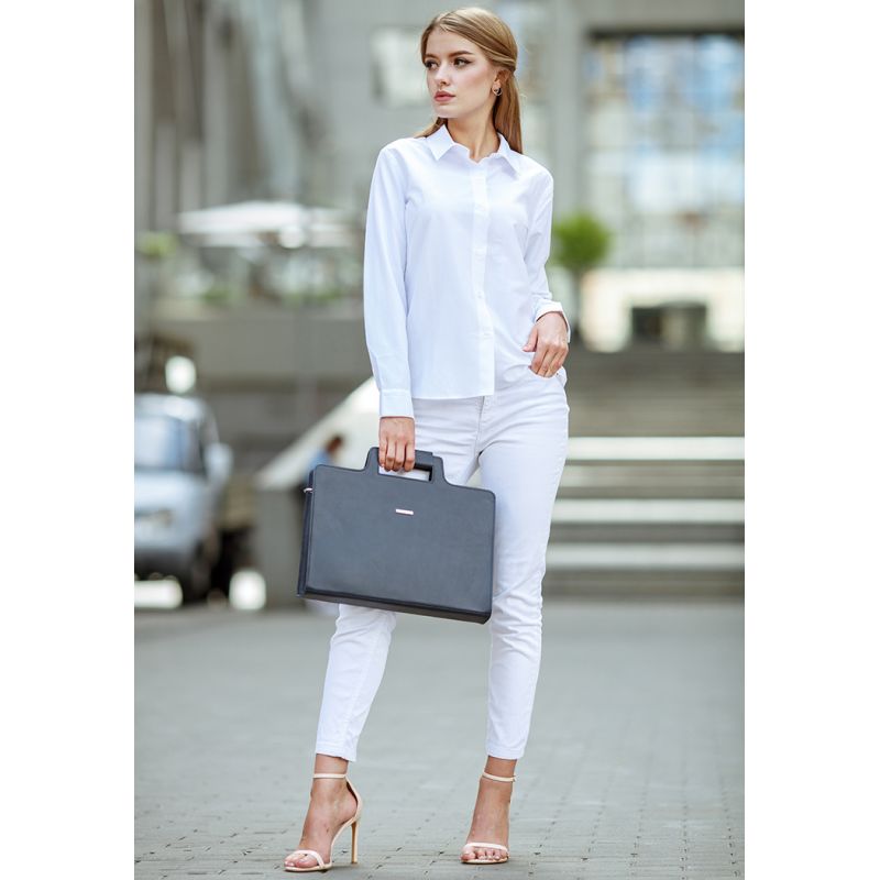 

Кожаная сумка для ноутбука и документов темно-синяя Краст