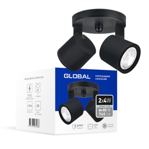 

Спот накладной LED GSL-02C Global 8W 4100 черный (12016515)