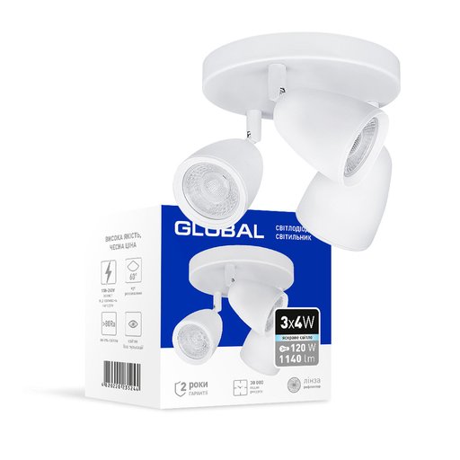 

Спот поворотный LED Global GSL-01C 4100K 12W белый (12038271)