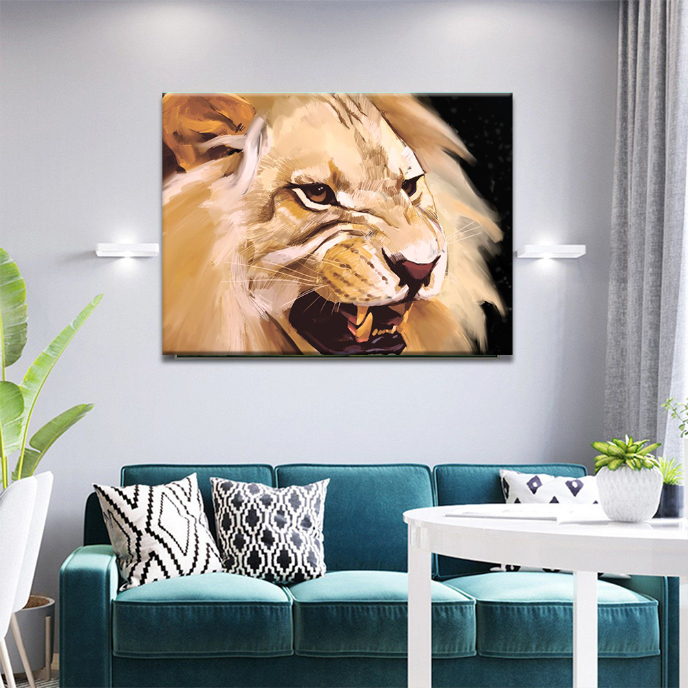 

Картина на холсте Животные Angry Lion 75х100 см.