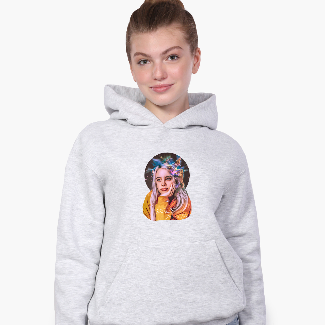 

Худи детский Билли Айлиш (Billie Eilish) Светло-серый меланж (9298-1605) 152 см