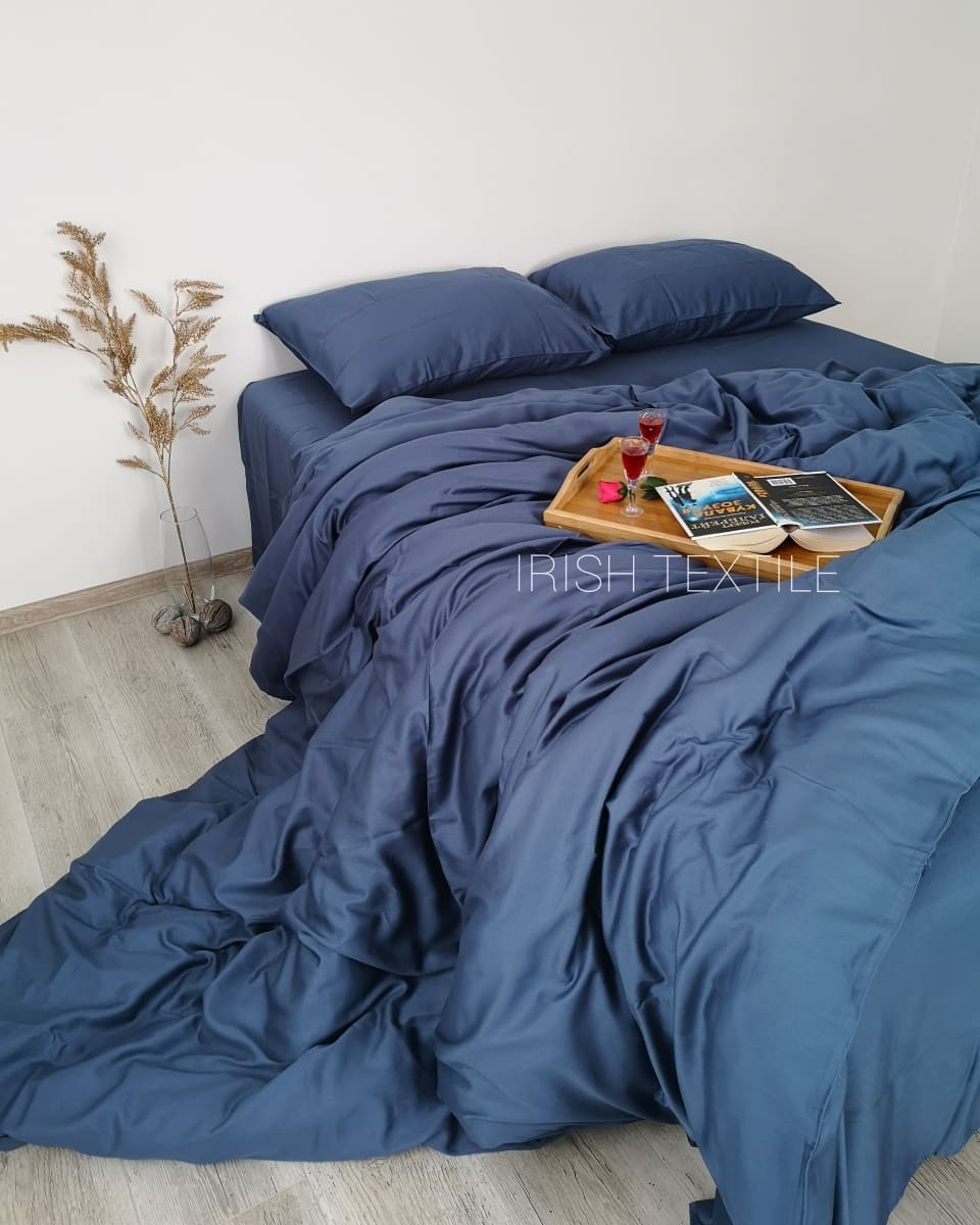 

Комплект постельного белья Botsi Home Сатин Blue 200x220 с простыней на резинке 160х200х25