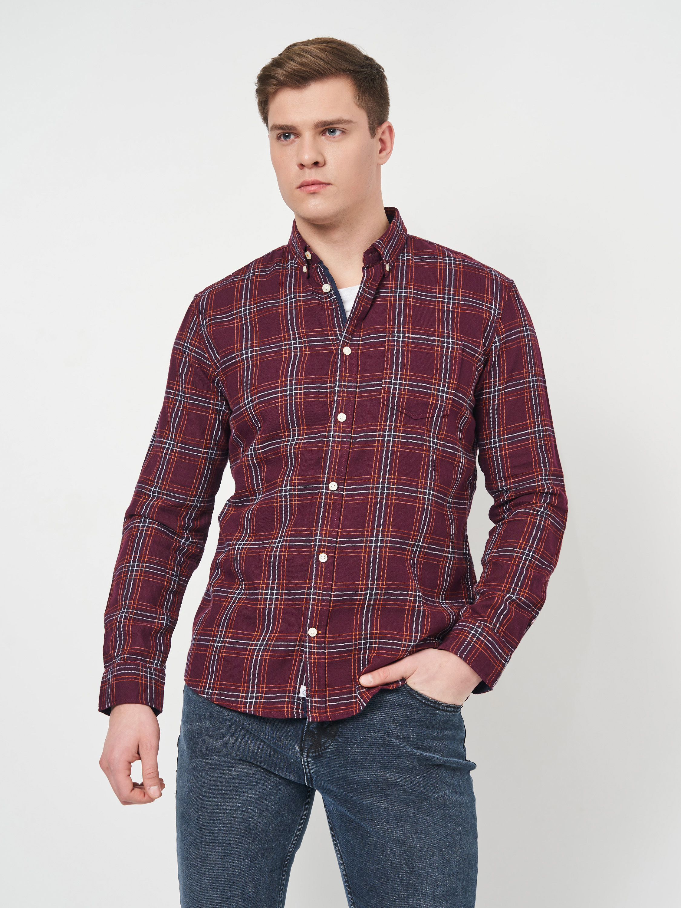 

Рубашка Tom Tailor 1013528  Бордовая, Рубашка Tom Tailor 1013528 S Бордовая