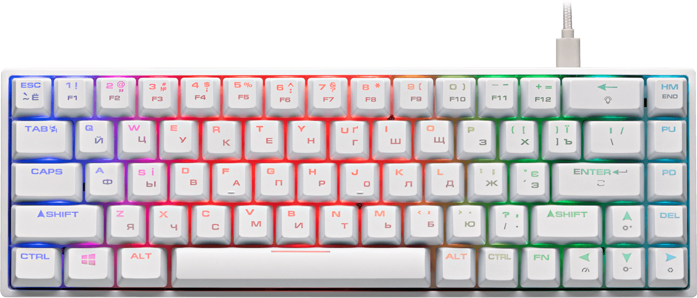 

Клавіатура дротова 2E Gaming KG370 RGB 68key Gateron Red USB White (2E-KG370UWT-RD)