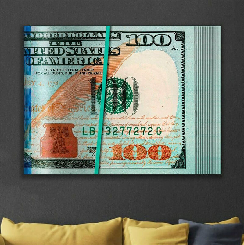 

Картина на холсте Деньги 100 Dollars Pack 90х120 см.