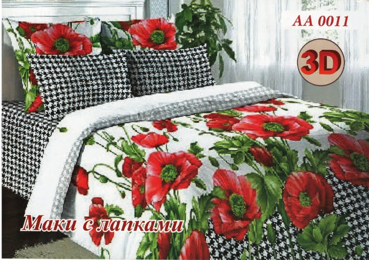 

Постельное белье комплект из Бязи "Маки с лапками". Размер Евро, для Евро подушки (TIR_AA 0011-180 E-EP)