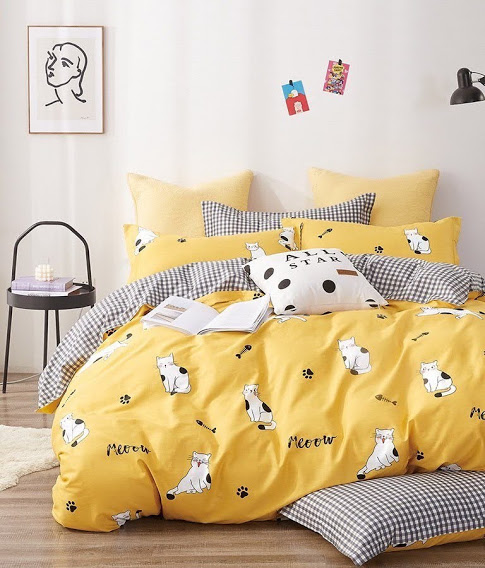 

Постельное белье комплект из Бязи "Котики на желтом". Размер Полуторный, для Стандартной подушки (TIR_2372-73 1.5-SP)