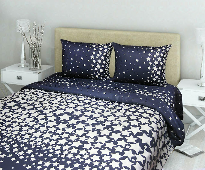 

Постельное белье комплект из Бязи "Звездная ночь синяя". Размер Евро, простынь на Резинке, для Евро подушки (TIR_2401-437 E/R-EP)