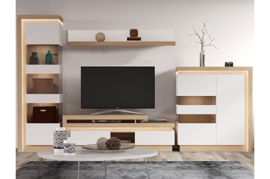 

Гостиная BRW Ромео 328×198×42см орех салев/белый глянец