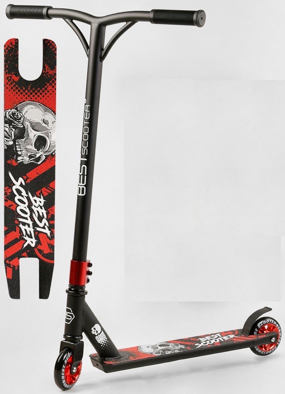 

Самокат трюковый Best Scooter с пэгами красный