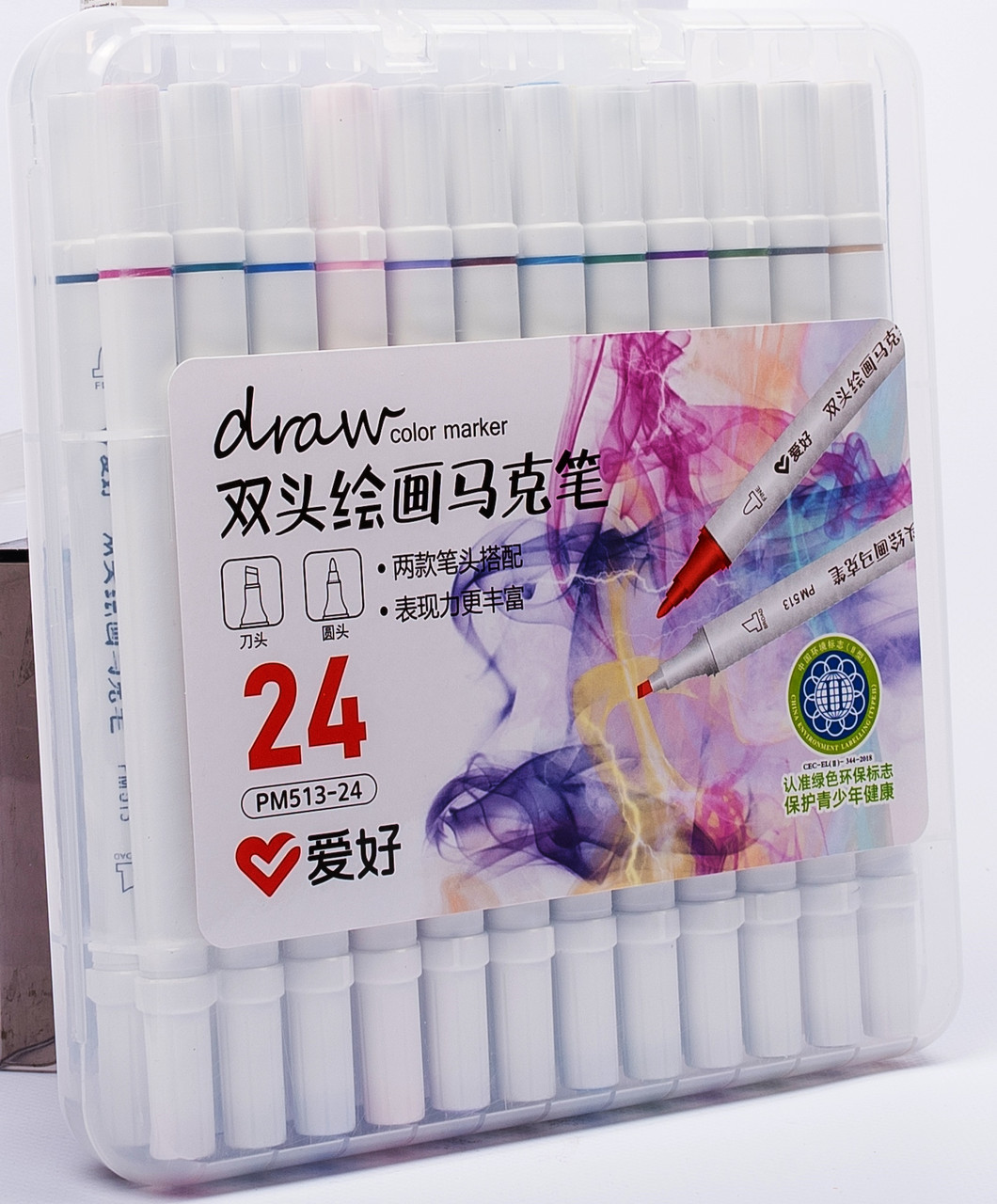 

Набор скетч-маркеров для рисования двусторонних Aihao sketchmarker slim 24 шт/уп (PM513-24)