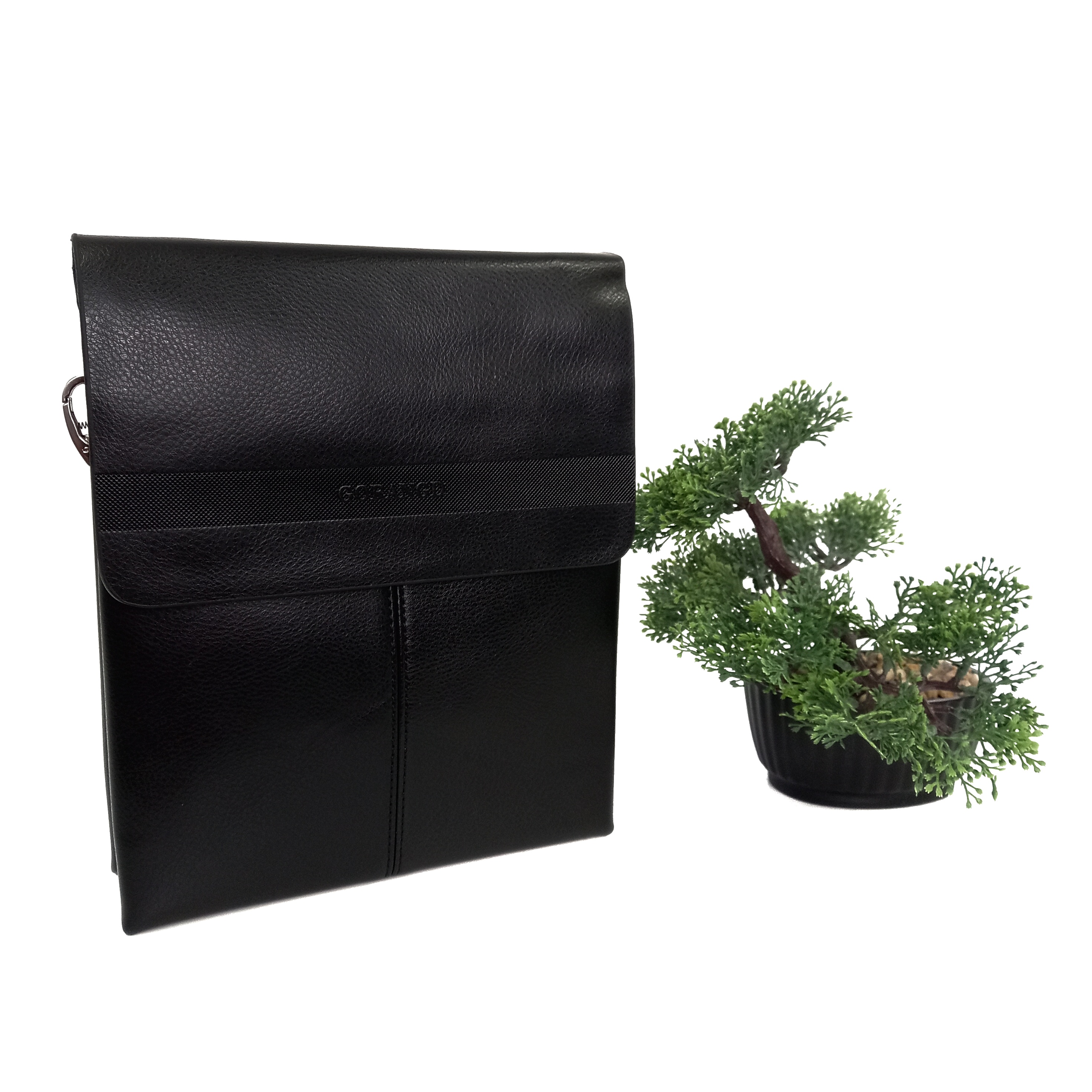 

Мужская классическая сумка искусственная кожа Gorangd черный 6682-3 black