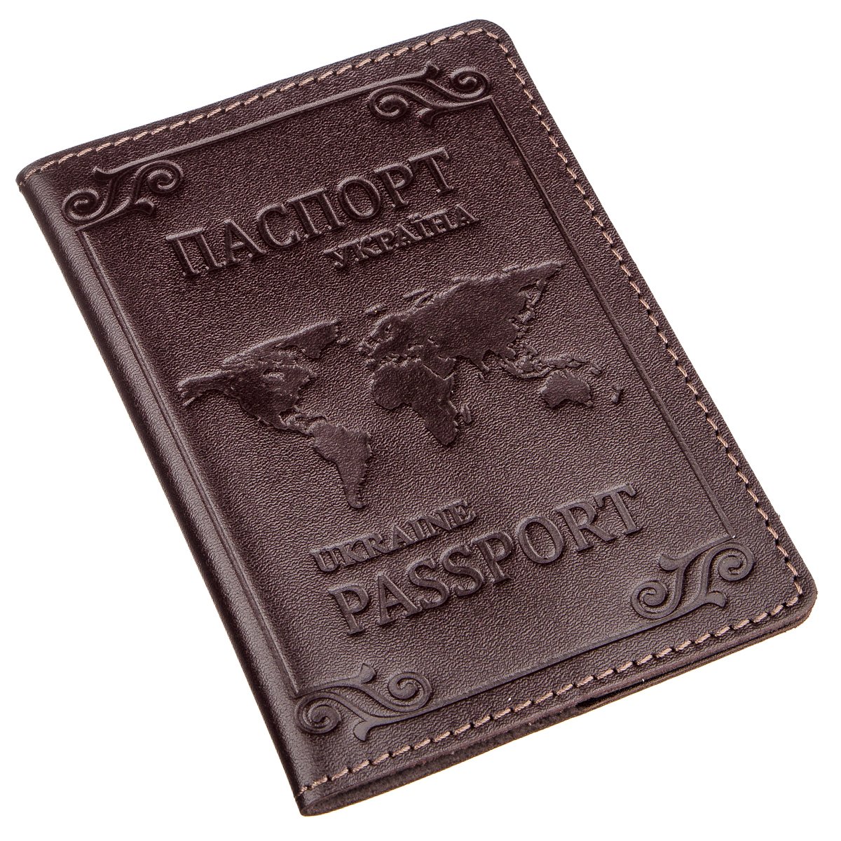 

Кожаная обложка на паспорт с картой и рамкой SHVIGEL 13983 Коричневая