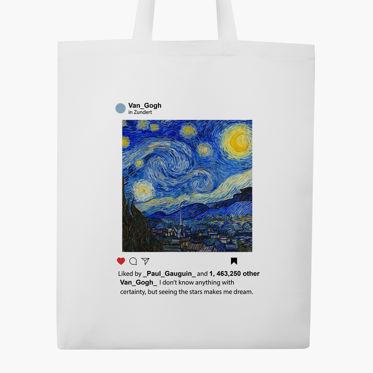 

Эко сумка шоппер Винсент Ван Гог Инстаграм Звёздная ночь (Vincent van Gogh Instagram) (9227-2965) 41x35 см Белый