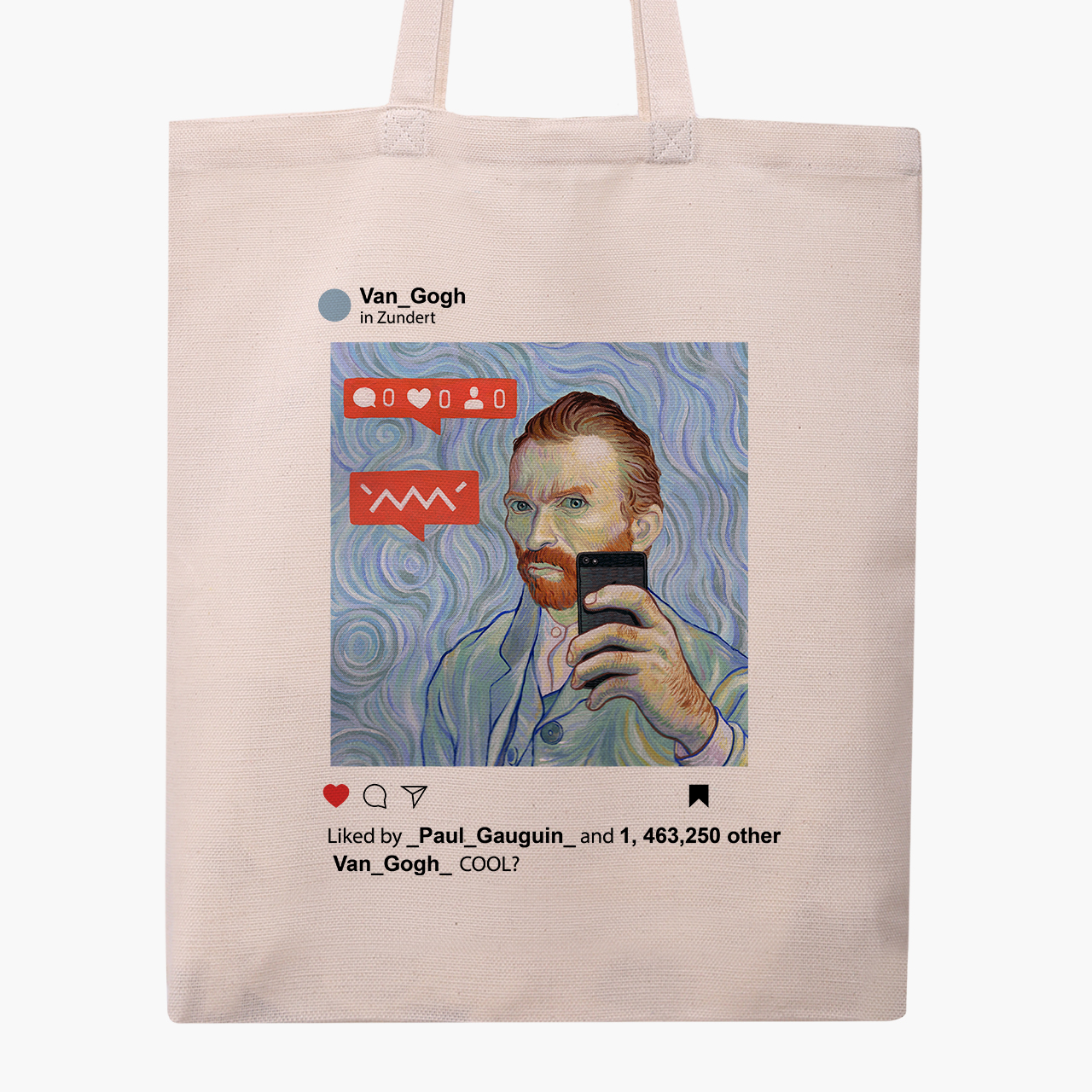 

Эко сумка шоппер Инстаграм Винсент Ван Гог (Instagram Vincent van Gogh) (9227-2951) 41x35 см Бежевый