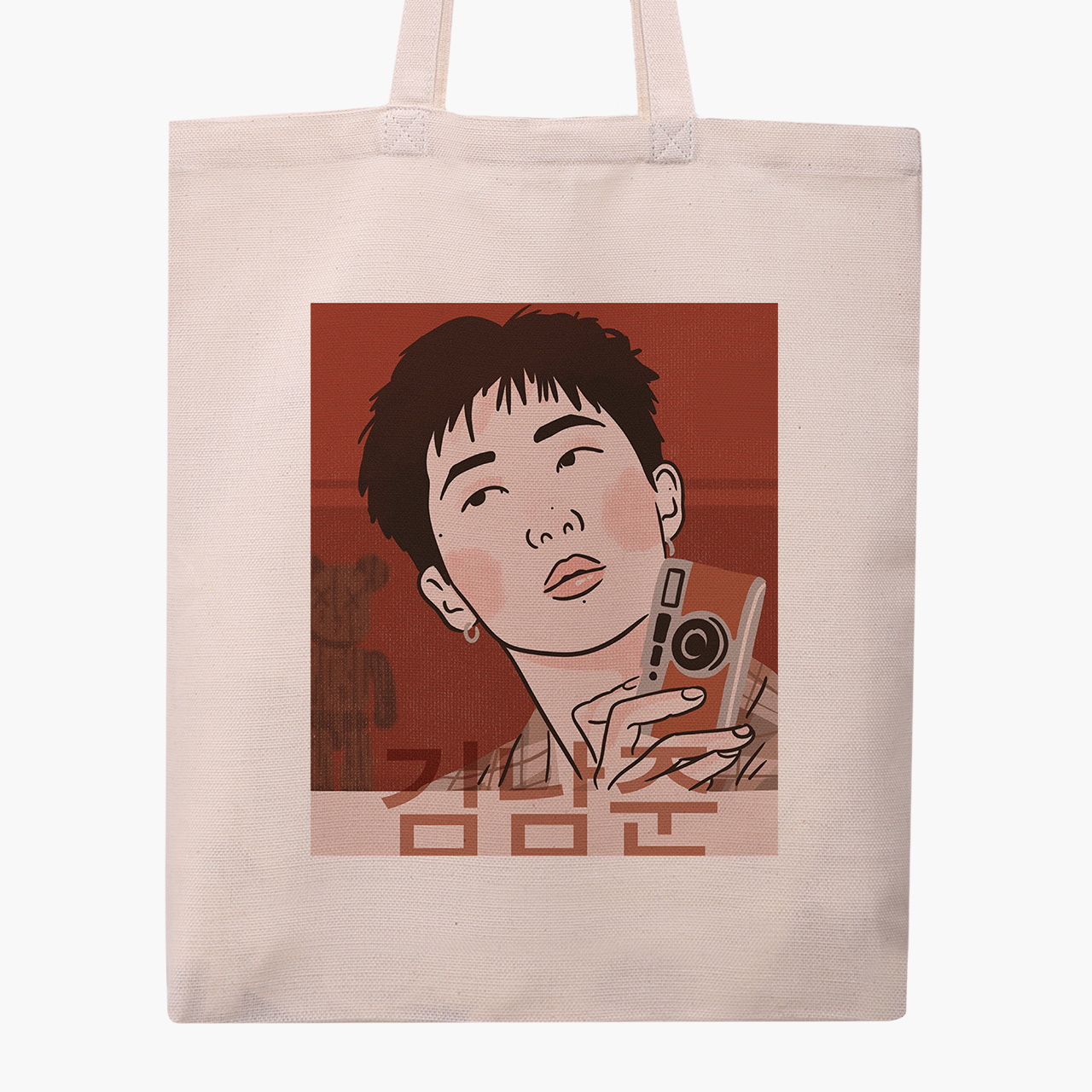 

Эко сумка шоппер Ким Намджун БТС (Kim Nam Joon BTS) (9227-3261) 41x35 см Бежевый
