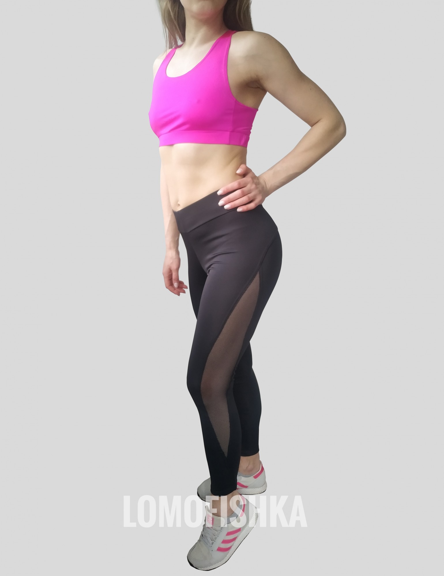 

Комплект для фитнеса (лосины+топ) LOMOFIT-Black 4135М 48 черно-малиновый с сеткой