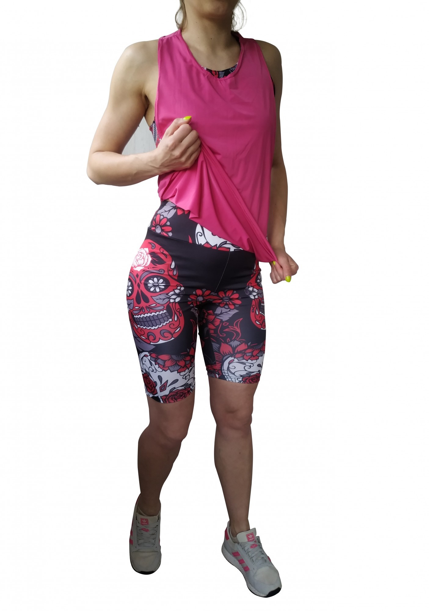 

Велосипедки женские + топ + майка PRINTFIT 0135Череп37М 44 с принтом