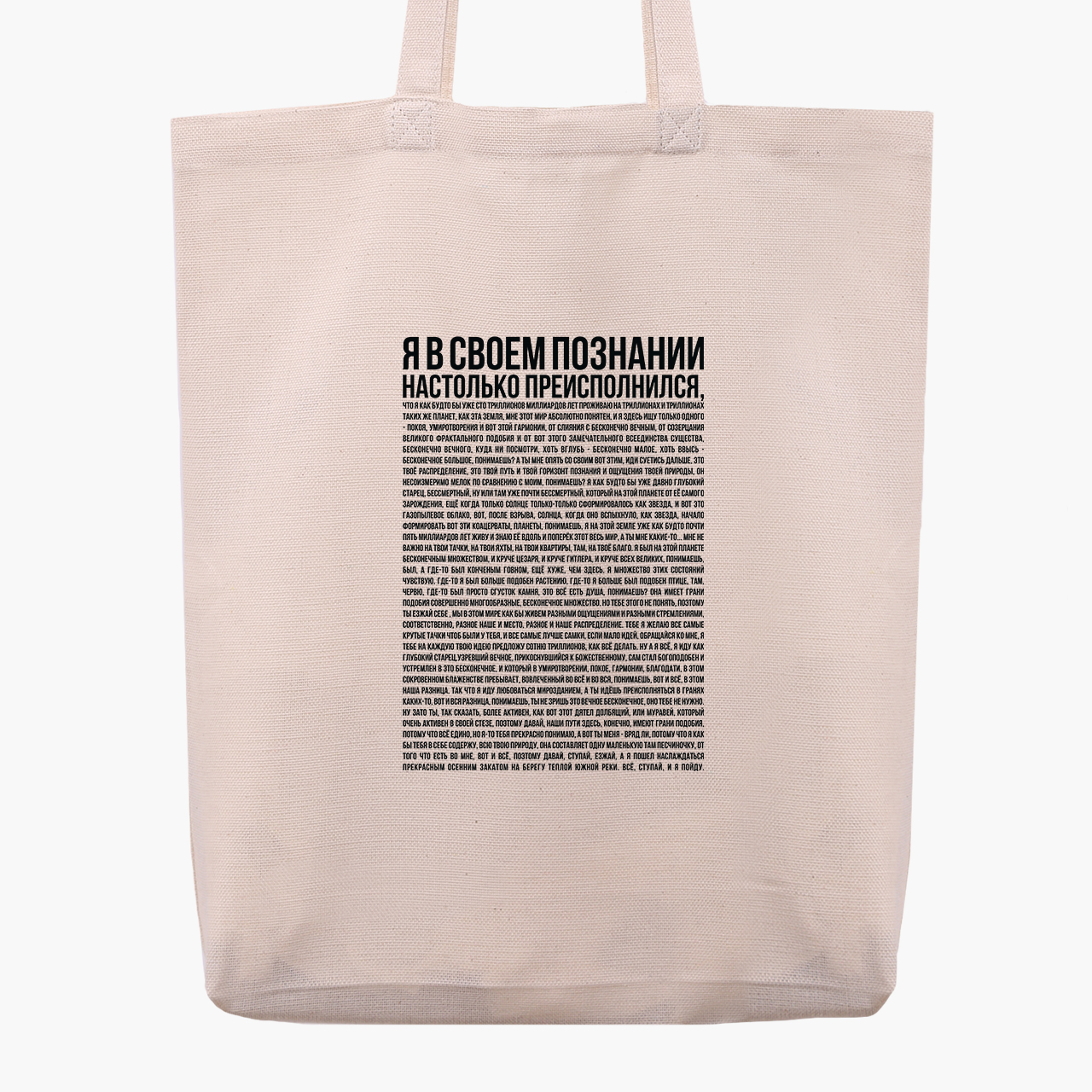 

Эко сумка шоппер Я в своем познании настолько преисполнился (I am so filled in my knowledge) (9227-2087) 41x35x8.5 см Бежевый