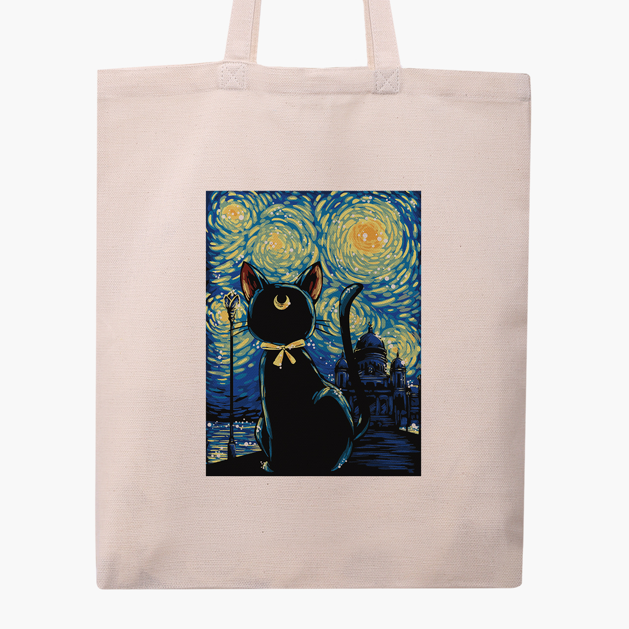 

Эко сумка шоппер Сейлор Мун Кошка Луна и Звездная Ночь Ван Гог (Sailor Moon anime Cats and van Gogh) (9227-2923) 41x35 см Бежевый